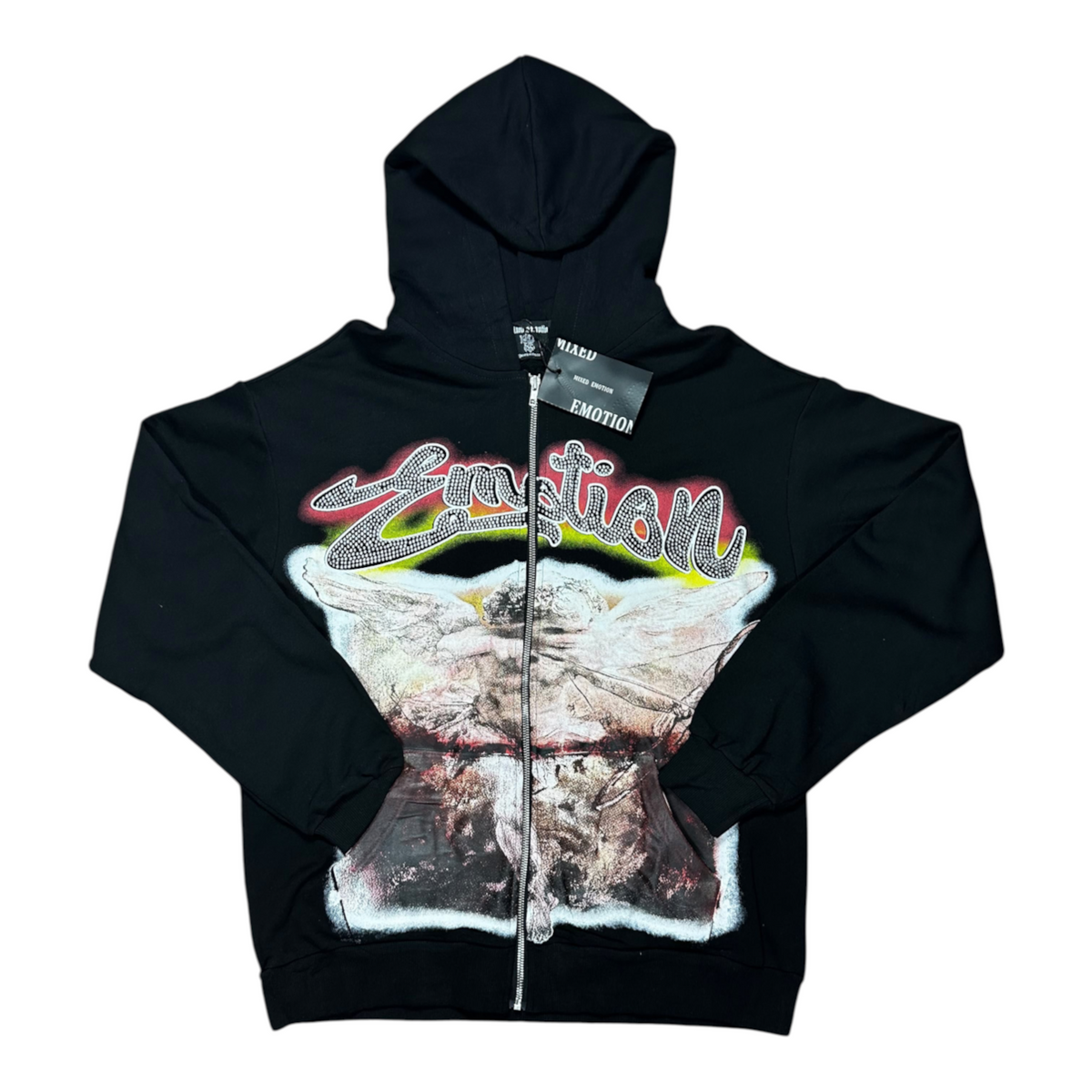 ZIP HOODIE MIXED EMOTION ANGEL NEGRO PIEDRAS