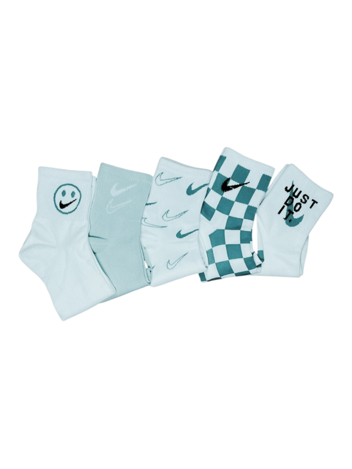 SET MEDIAS X5 NIKE BLANCO/VERDE MENTA