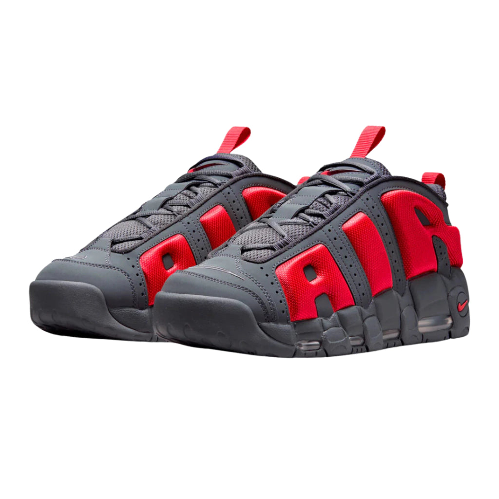 TENIS NIKE UPTEMPO LOW "GREY AND RED"