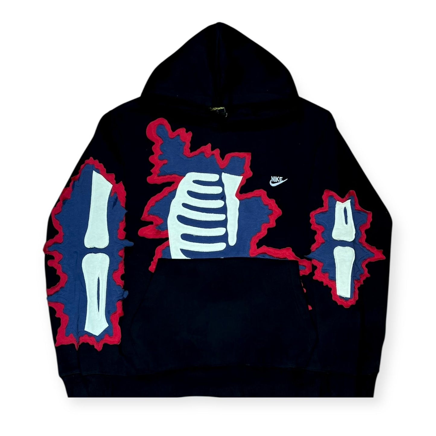 HOODIE NIKE HUESOS NEGRO - AZUL OVERSIZE