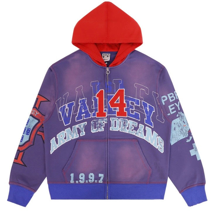 ZIP HOODIE VALLEY DREAMS MORADO/ROJO