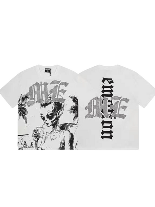 CAMISETA MIXED EMOTION ALIEN DRINK BLANCA