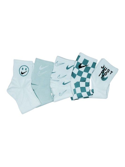 SET MEDIAS X5 NIKE BLANCO/VERDE MENTA