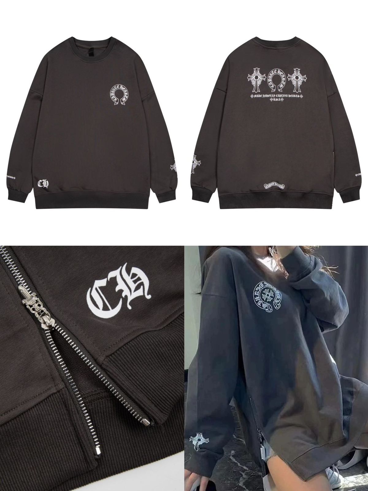 CREW NECK CHROME HEARTS NEGRA