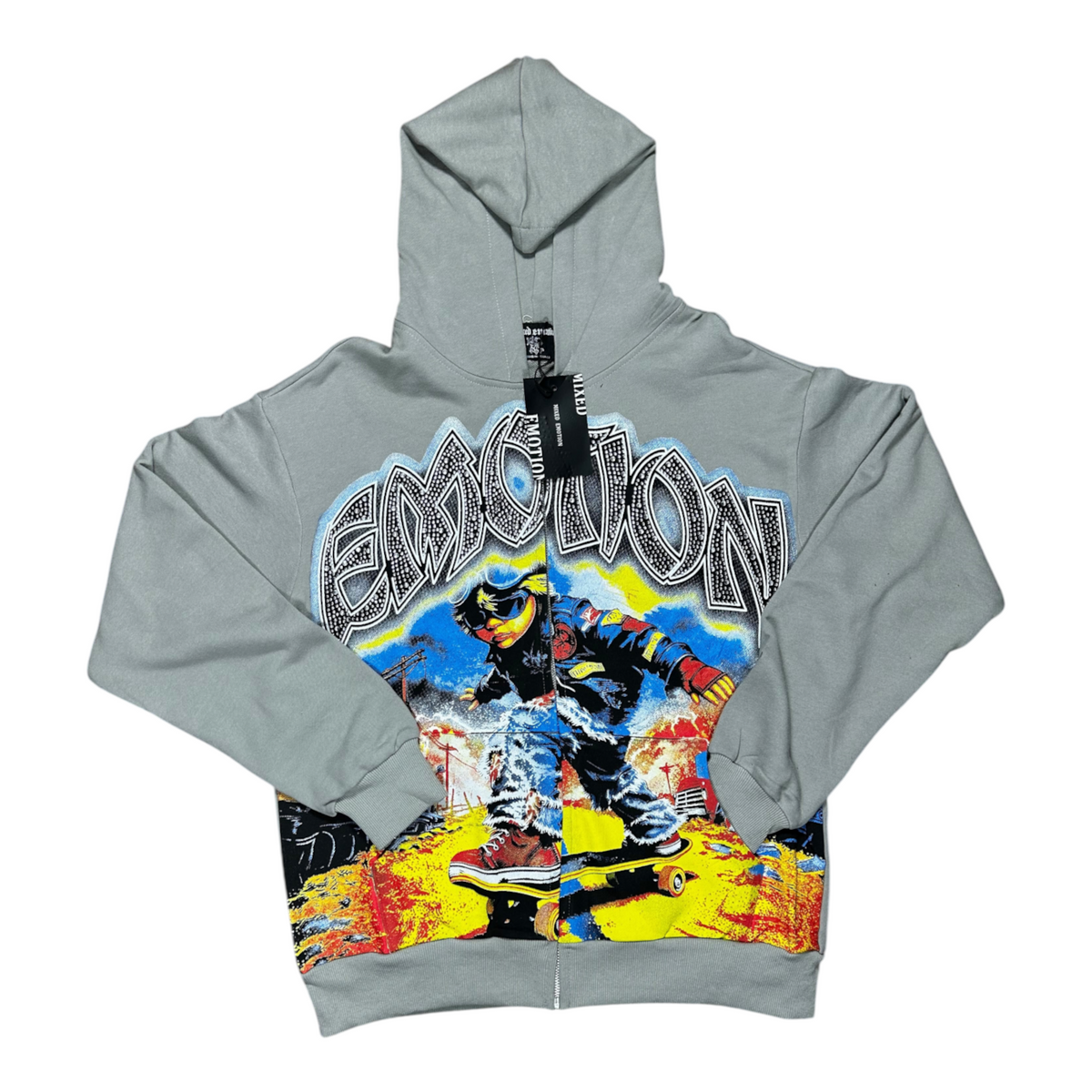 ZIP HOODIE MIXED EMOTION PILOT GRIS PIEDRAS
