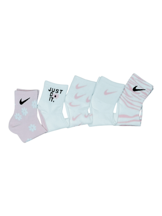 SET MEDIAS X5 NIKE BLANCO/ROSADO