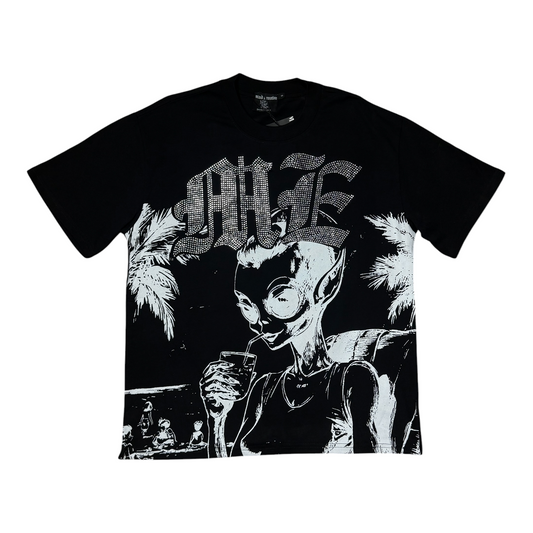 CAMISETA MIXED EMOTION ALIEN DRINK NEGRA