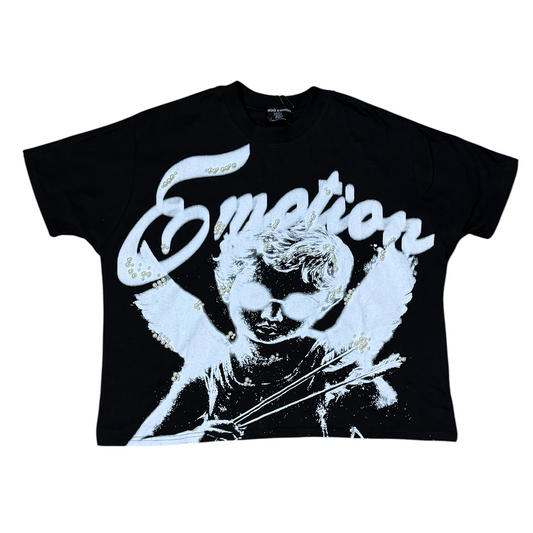 CAMISETA MIXED EMOTION BOXY FIT GEMAS NEGRA