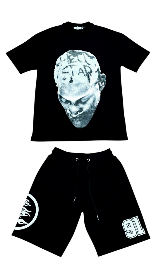 CONJUNTO PANTALONETA HELLSTAR  DENNIS RODMAN NEGRO