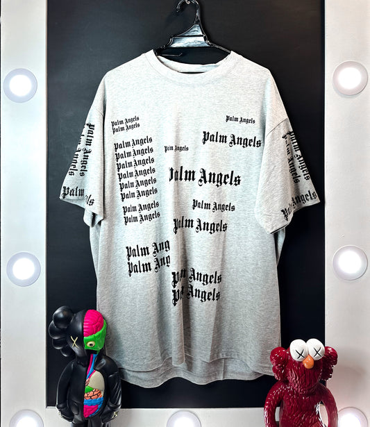 CAMISETA PALM ANGELS GRIS LETRAS