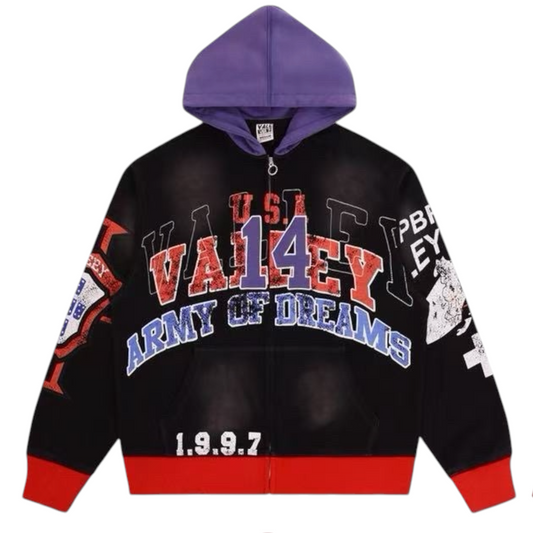 ZIP HOODIE VALLEY DREAMS NEGRO/MORADO