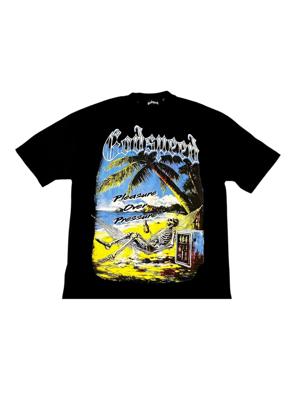 CAMISETA GODSPEED PLEASURE  OVER NEGRA