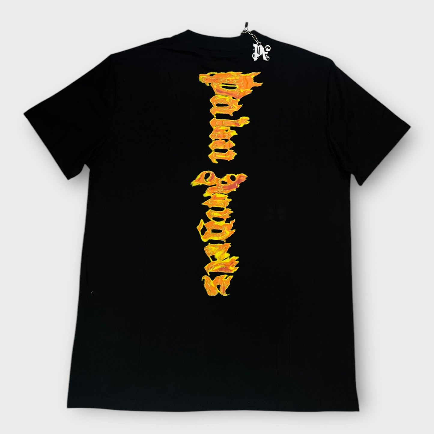 CAMISETA PALM ANGELS LOGO FLAMAS NEGRA