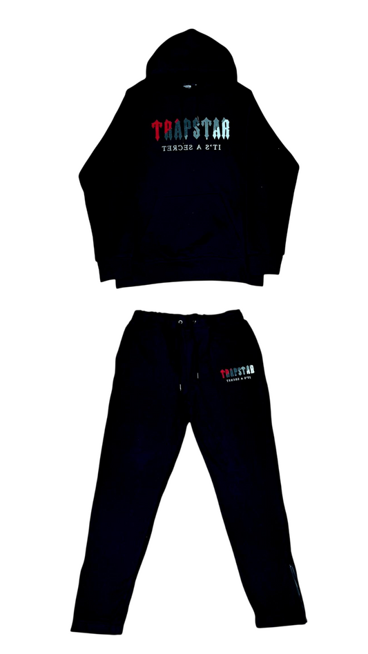 CONJUNTO TRAPSTAR SECRET NEGRO LOGO ROJO