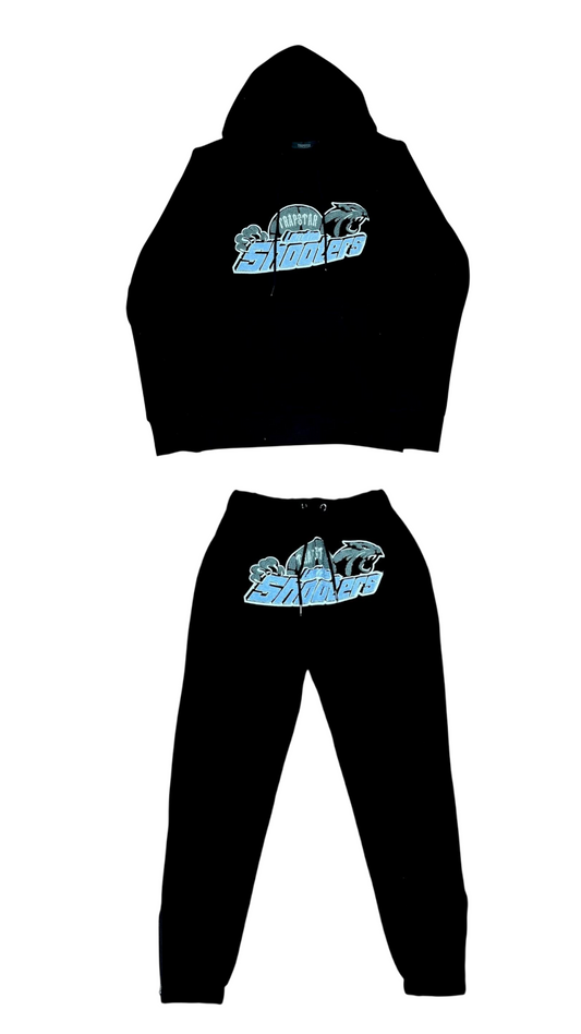 CONJUNTO TRAPSTAR SHOOTERS NEGRO LOGO AZUL
